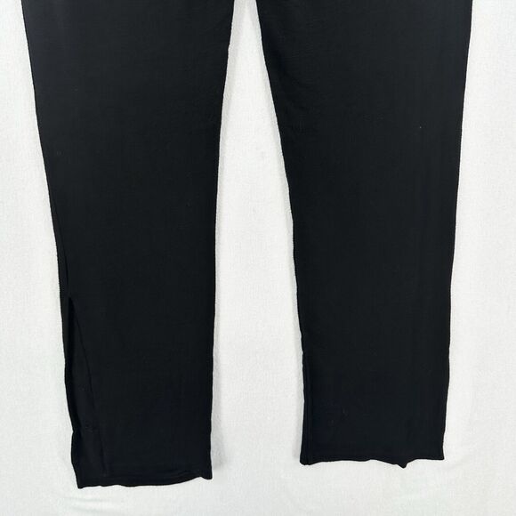 Monrow Pants Womens Small SuperSoft Straight Black Knit Pull On Split Hems Cozy - Picture 6 of 12